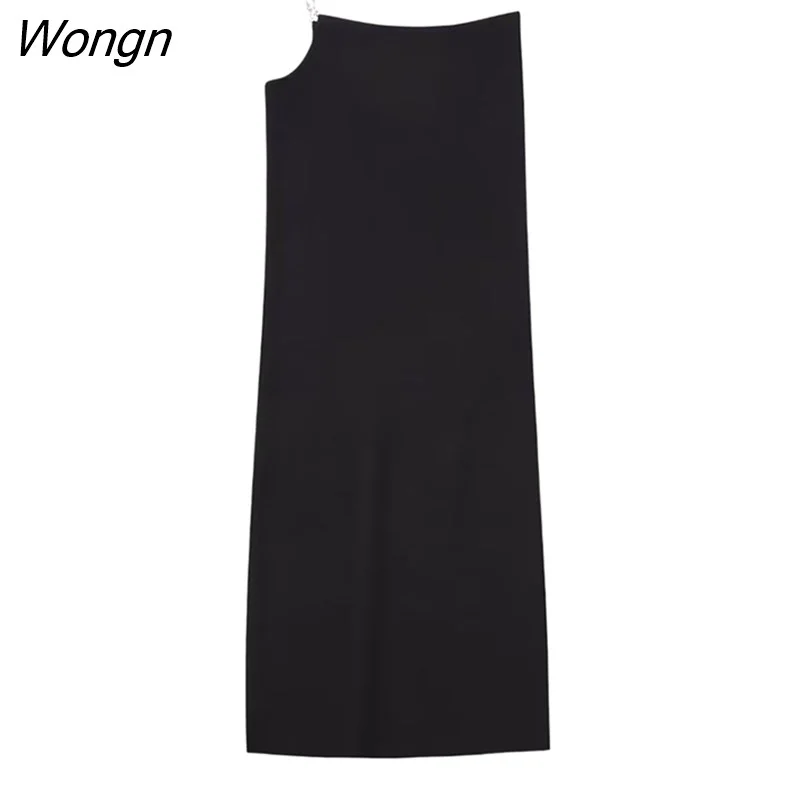 Wongn Sexy Summer Women Hollow Out Kintted Sets 2023 Causal O-neck Sleeveless Tops High Waist Straight Skirts Elegant Outwear