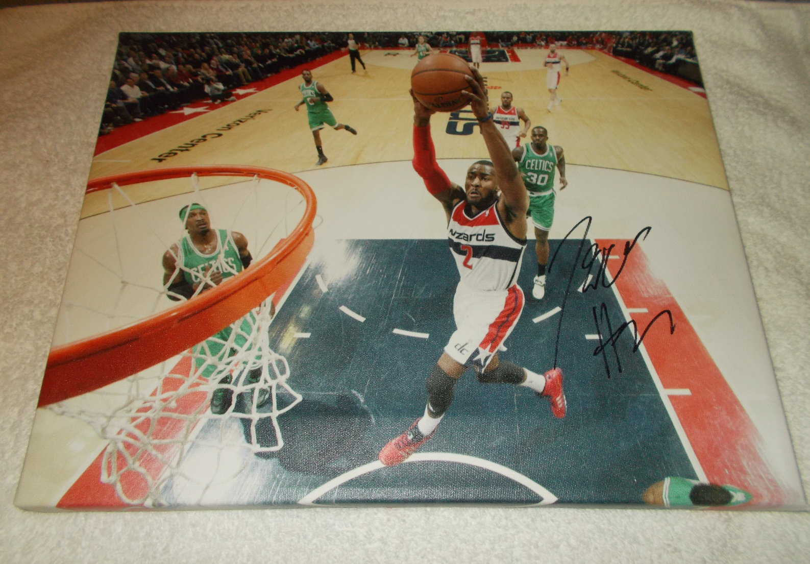 JOHN WALL WASHINGTON WIZARDS SIGNED AUTOGRAPHED 11X14 CANVAS PRINT BASKETBALL