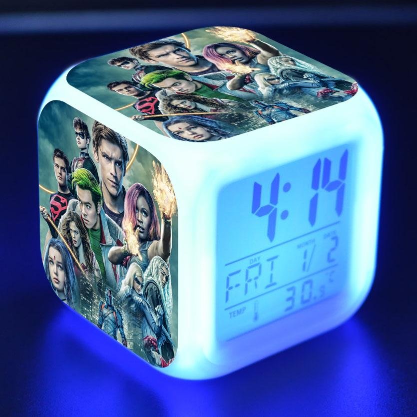 Titans Season 3 Alarm Clock 7 Color Changing Night Light Touch Control Digital Clock for Kids