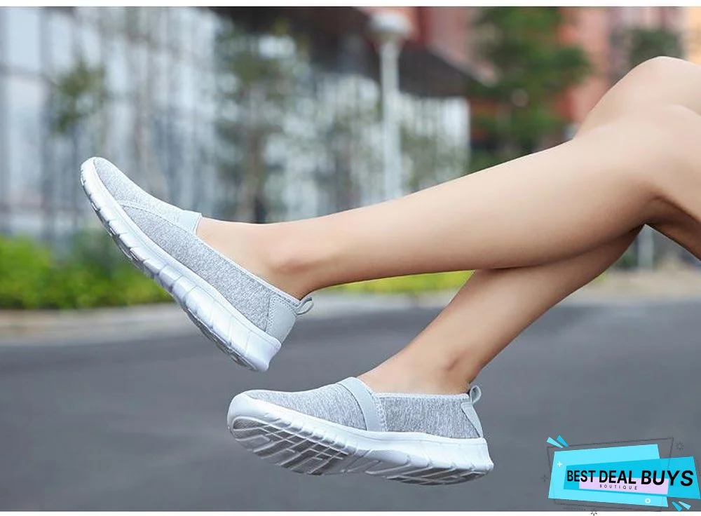 Women Slip On Loafers Plus Size Breathable Mesh Ballet Sneakers Flat Shoes