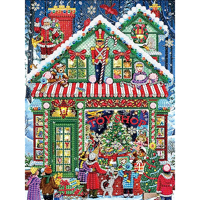 Christmas House - Partial Drill - Special Diamond Painting（40*30cm)-826860