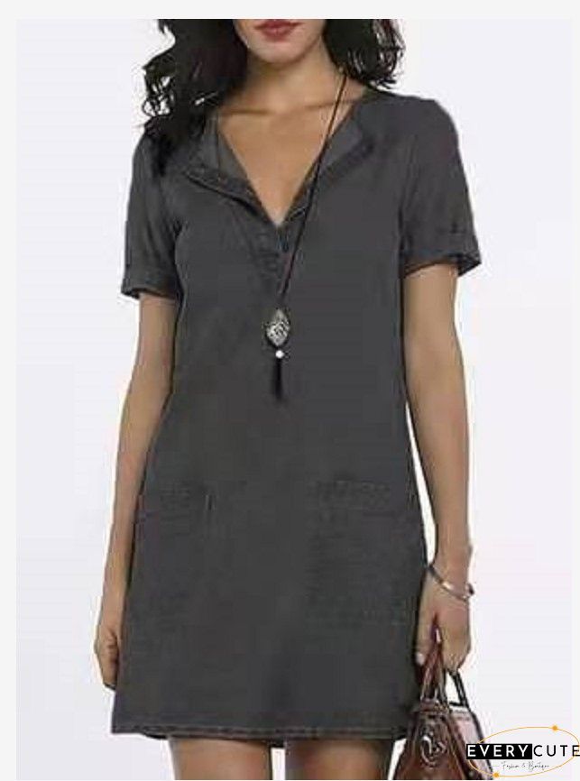 Casual Denim A-Line Weaving Dress