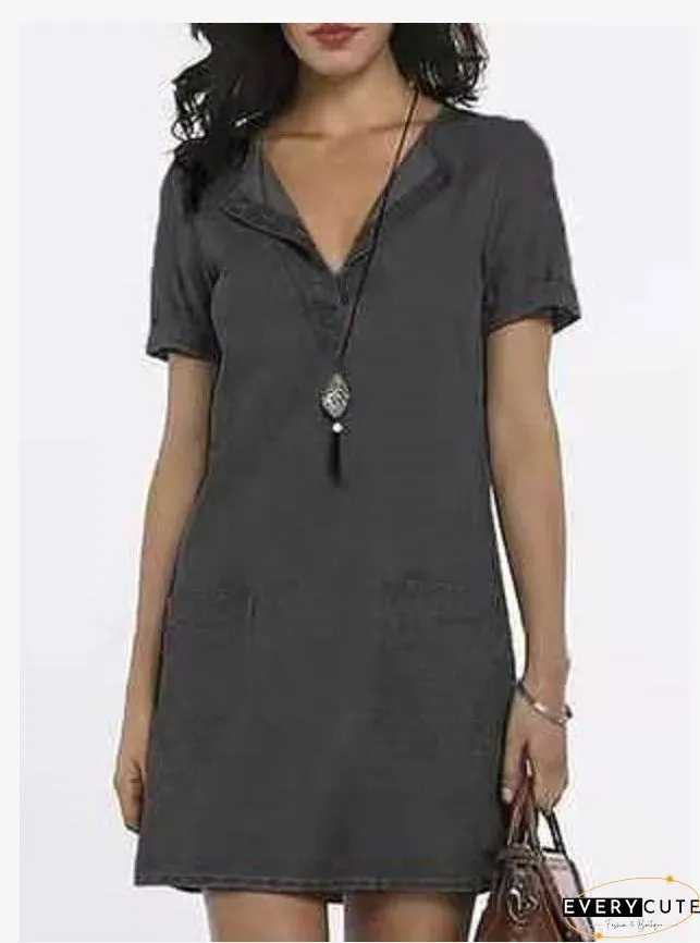 Casual Denim A-Line Weaving Dress