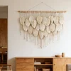 (Finished Product)Bohemian Handmade Leaf Wall Art No Drilling Handmade Craft Macrame Wall Decor Handmade Woven Leaf Tapestry for Apartment Living Room Bedroom Nursery Backdrop