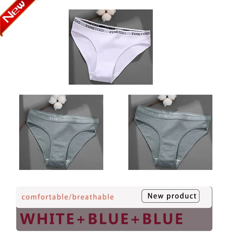 3PCS/Set Cotton Underwear For Woman Sexy Letter Panties Underpants Female M-XL Briefs Intimates Lingerie 6 Solid Color Pantys