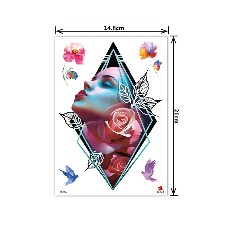 2021 New Plain Flower Arm Tattoo Sticker Flower Waterproof Tattoo Color Animal Tiger Tattoo Sticker