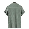 Men's Casual Loose Plaid Stripe Short Sleeve Shirt