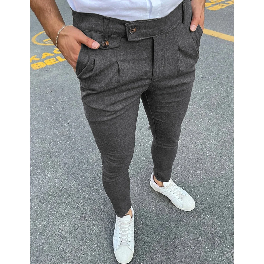 Men's Casual Solid Stretch Business Pant Chino Skinny Pant