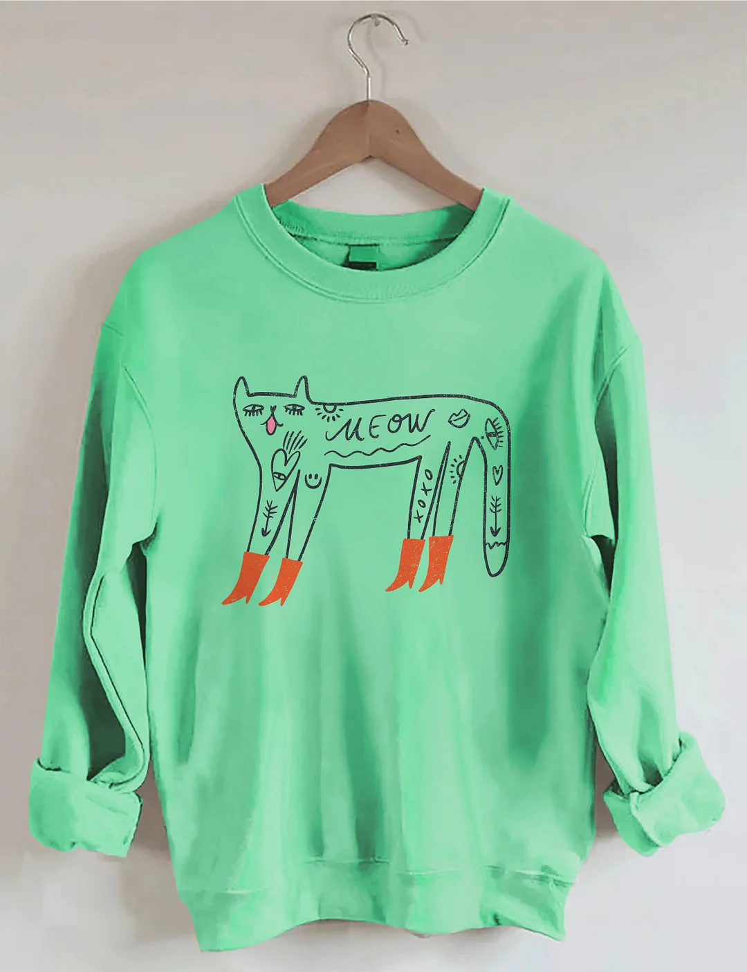 Cute Cat With Red Boots Sweatshirt