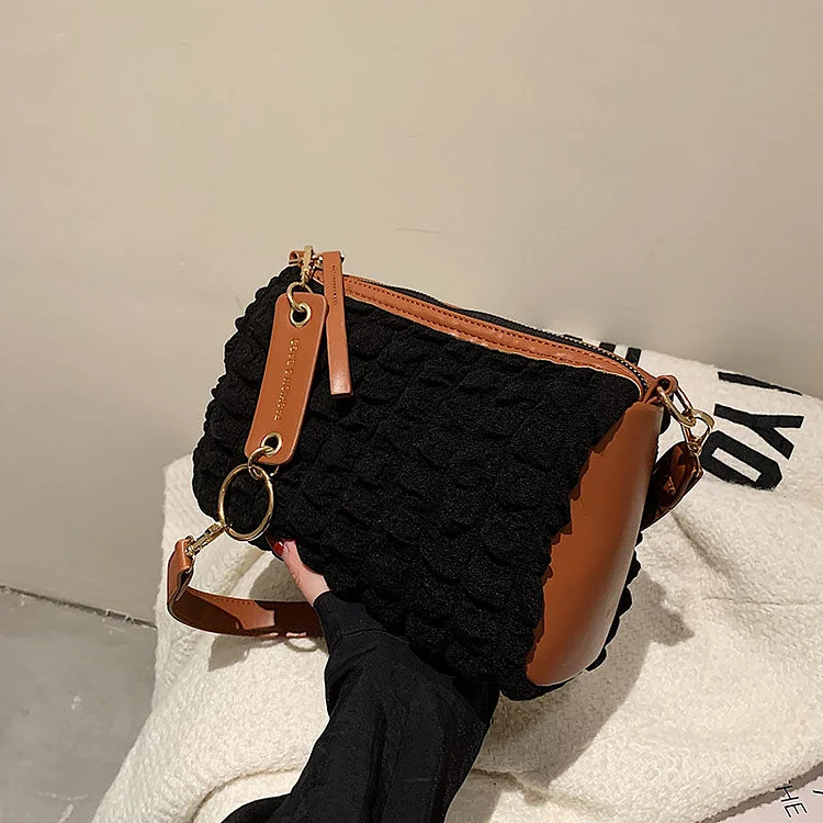 The Teacher Tote Underarm Bag Retro Trendy Shoulder Crossbody Women Bag Pleated Small Square Bag