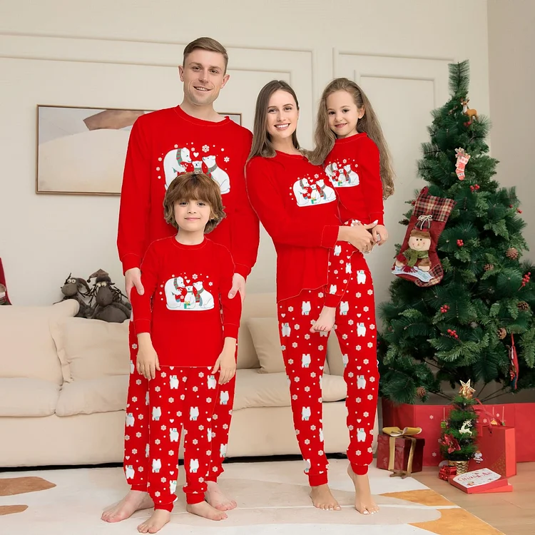 Blind Love Polar Bear Print Christmas Family Pajamas