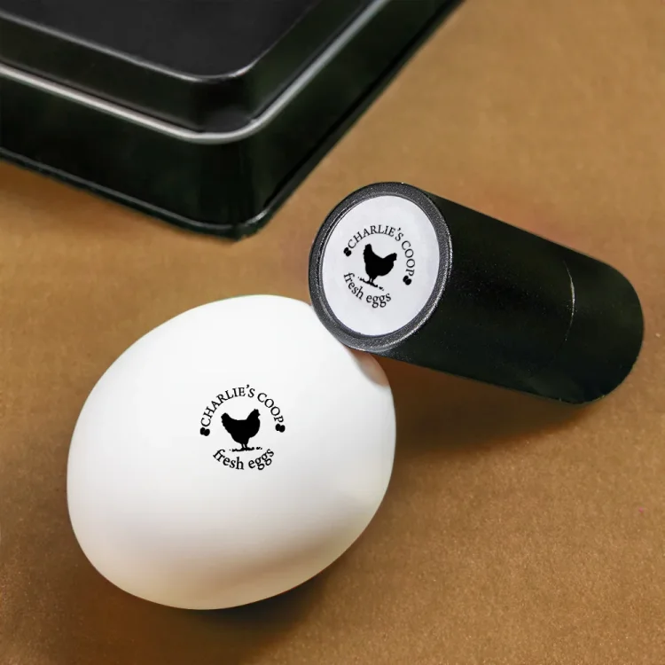 Personalized Chicken Silhouette Pattern Egg Stamp Farm Egg Label with Text and Box Birthday Mother's Day Father's Day Gift for Family Farmer Breeder