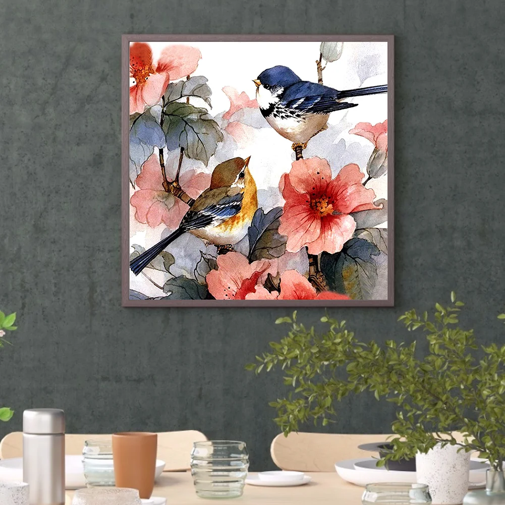 Diamond Painting - Full Round Drill - Flowers Birds(30*30cm)