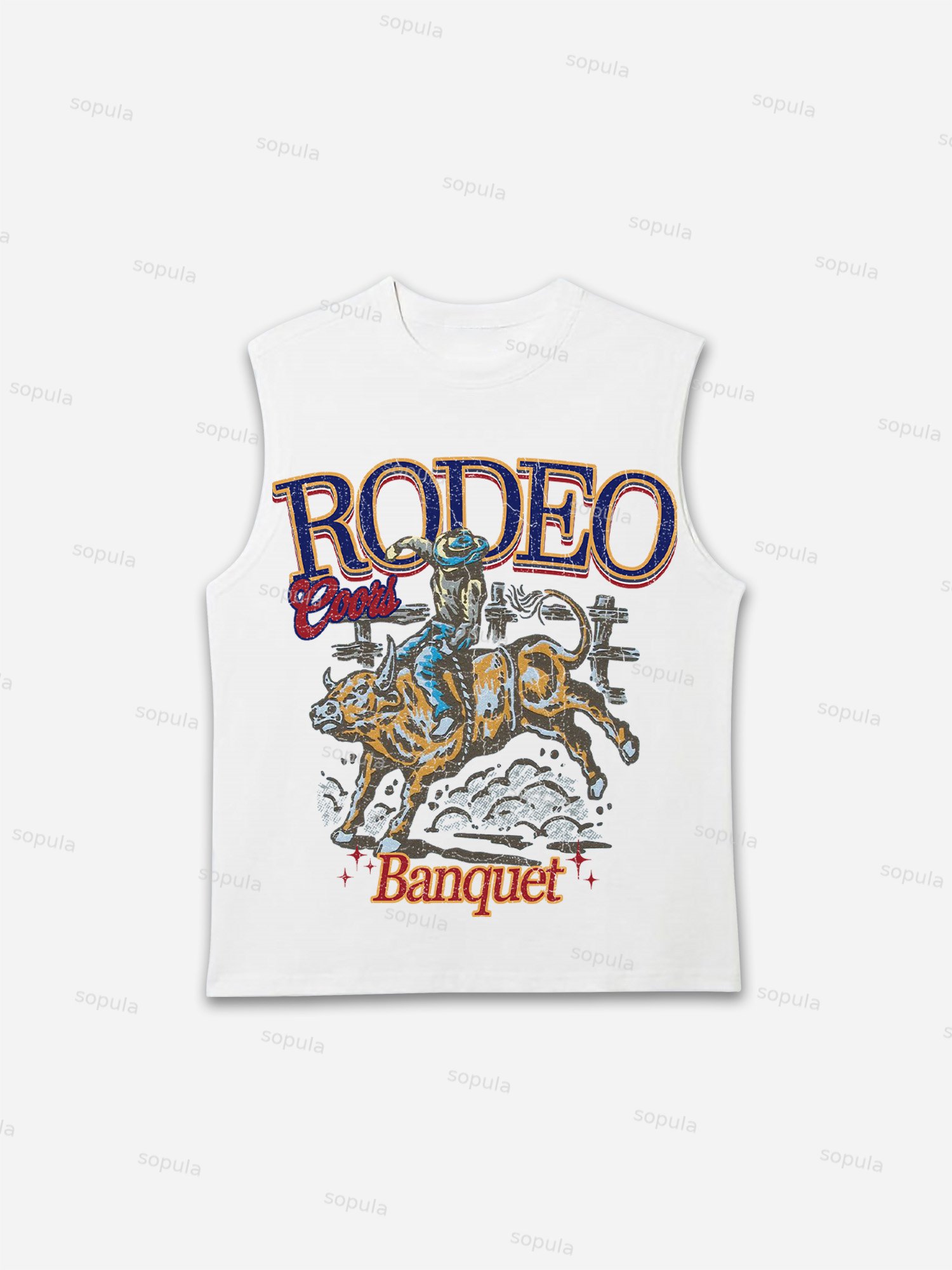 Coors Banquet Rodeo Print Tank Top