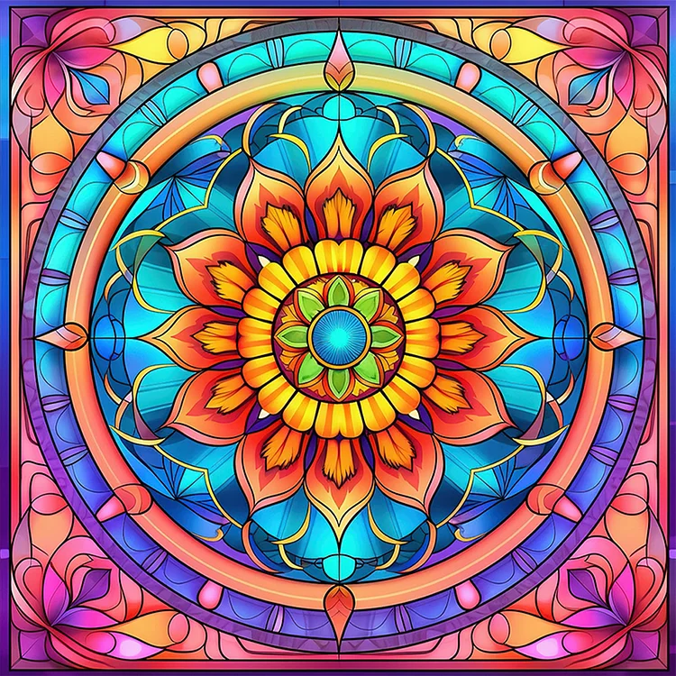 Window Flowers - Mandala 11CT Stamped Cross Stitch 40*40CM