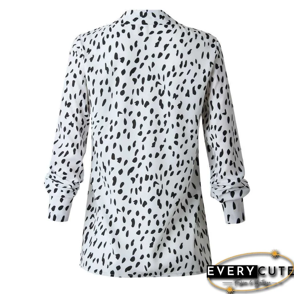 Oversized Retro Long Sleeve Leopard Print Button Up Shirt Womens