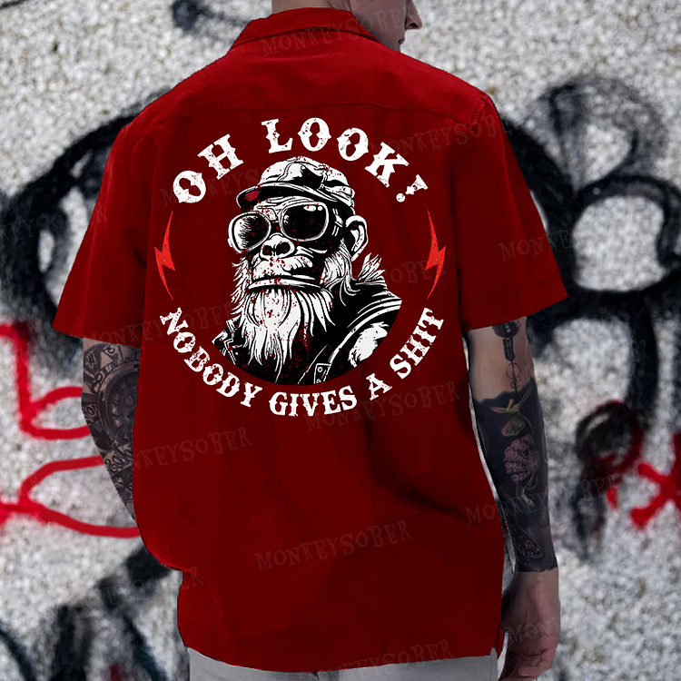 Oh Look Nobody Gives A Shit Reversible Printed Button Up Shirt