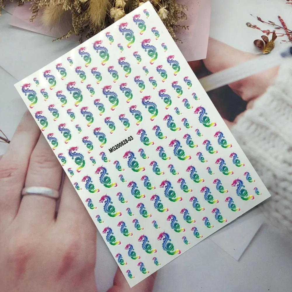 3D Chinese Red Black Dragon Manicure Decor Stickers Snake Nail Sticker DIY Self Adhesive Nail Decals Acrylic Nail Art Decoration-Nail Inspo