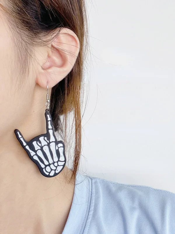 Skull Rock Finger Relief Printing Hook Earrings