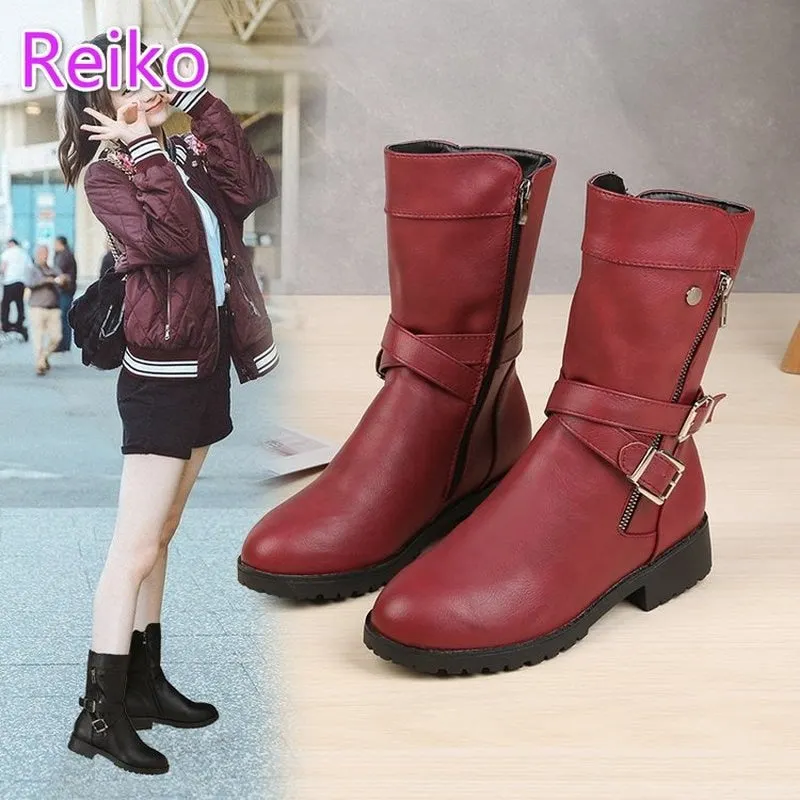 Retro Martin boots women punk style short plush thick winter boots zipper square heel women's boots boots female women shoes