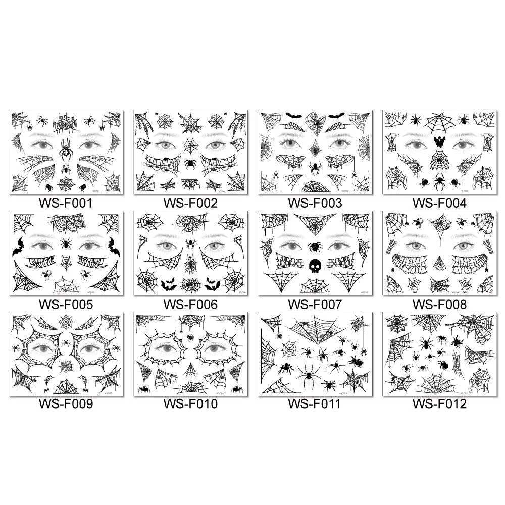 Tattoo Sticker Halloween spider webs Femme Temporary Face Tattoo Waterproof Body Art Fashion