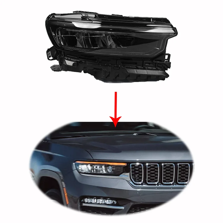 Replacement LED Headlight Animation w/o Front light Headlamp for Jeep Grand Cherokee 2021 2022 2023 OEM 68584658AC ITN Auto