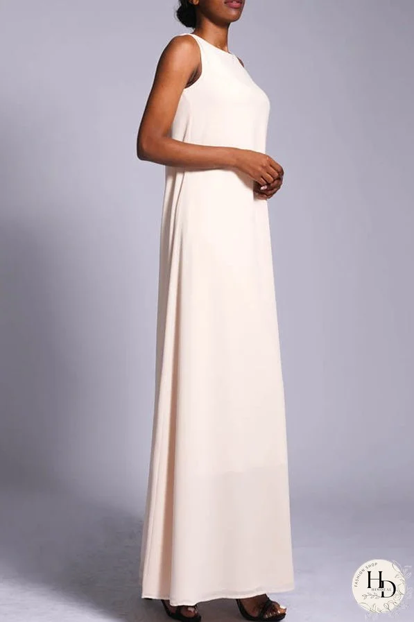 Casual Round Neck Solid Maxi Dress