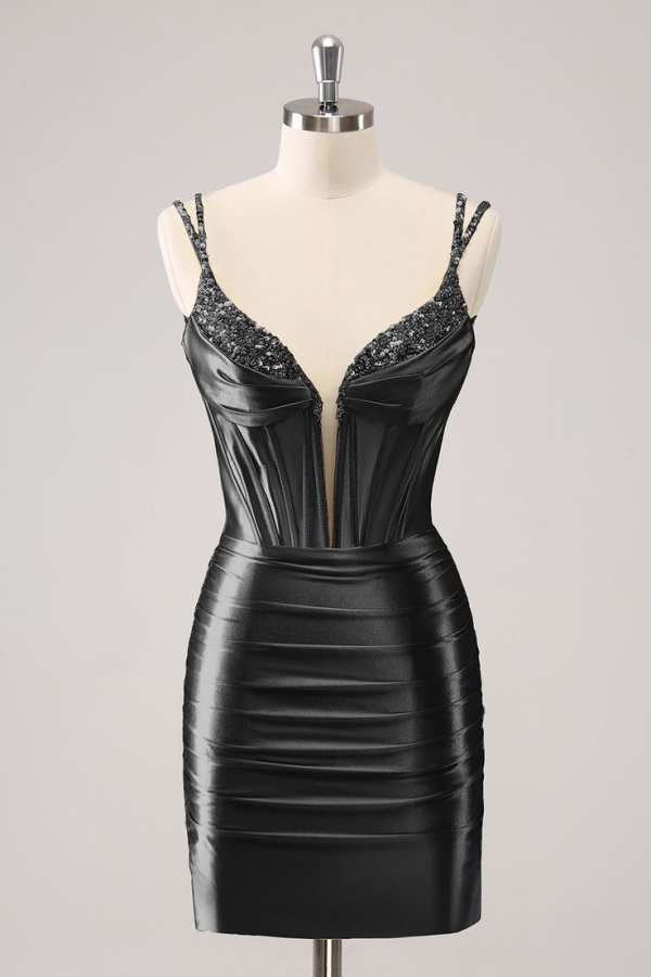 Sequins Black Short Mini Homecoming Dress | HC0143