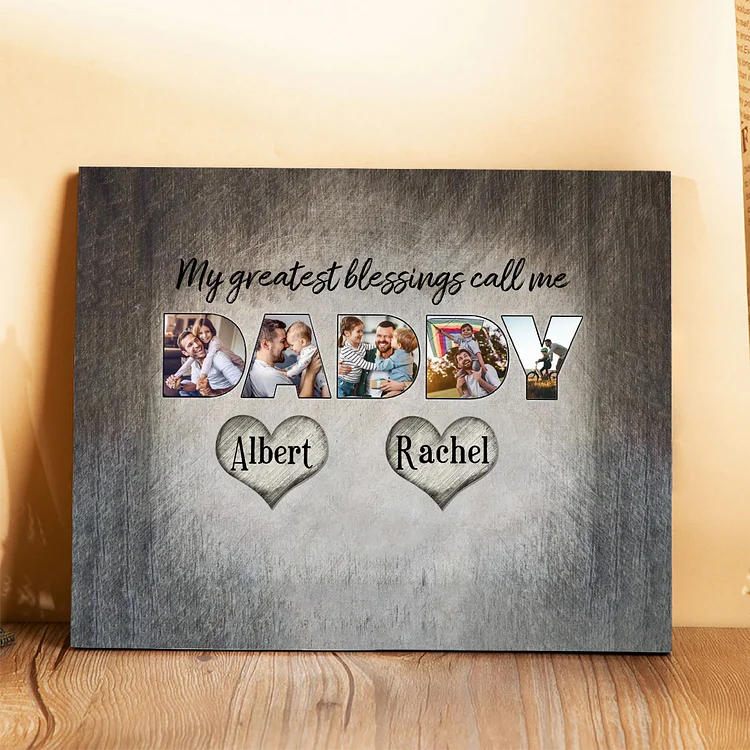 My Greatest Blessing Call Me Daddy Personalized Photo Frame Wood Signs Engrave 2 Names