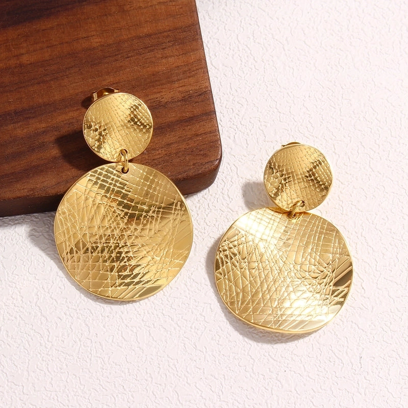 1 Pair Exaggerated Minimalist Commute Geometric Pleated 304 Stainless Steel 18K Gold Plated Gold Plated Drop Earrings