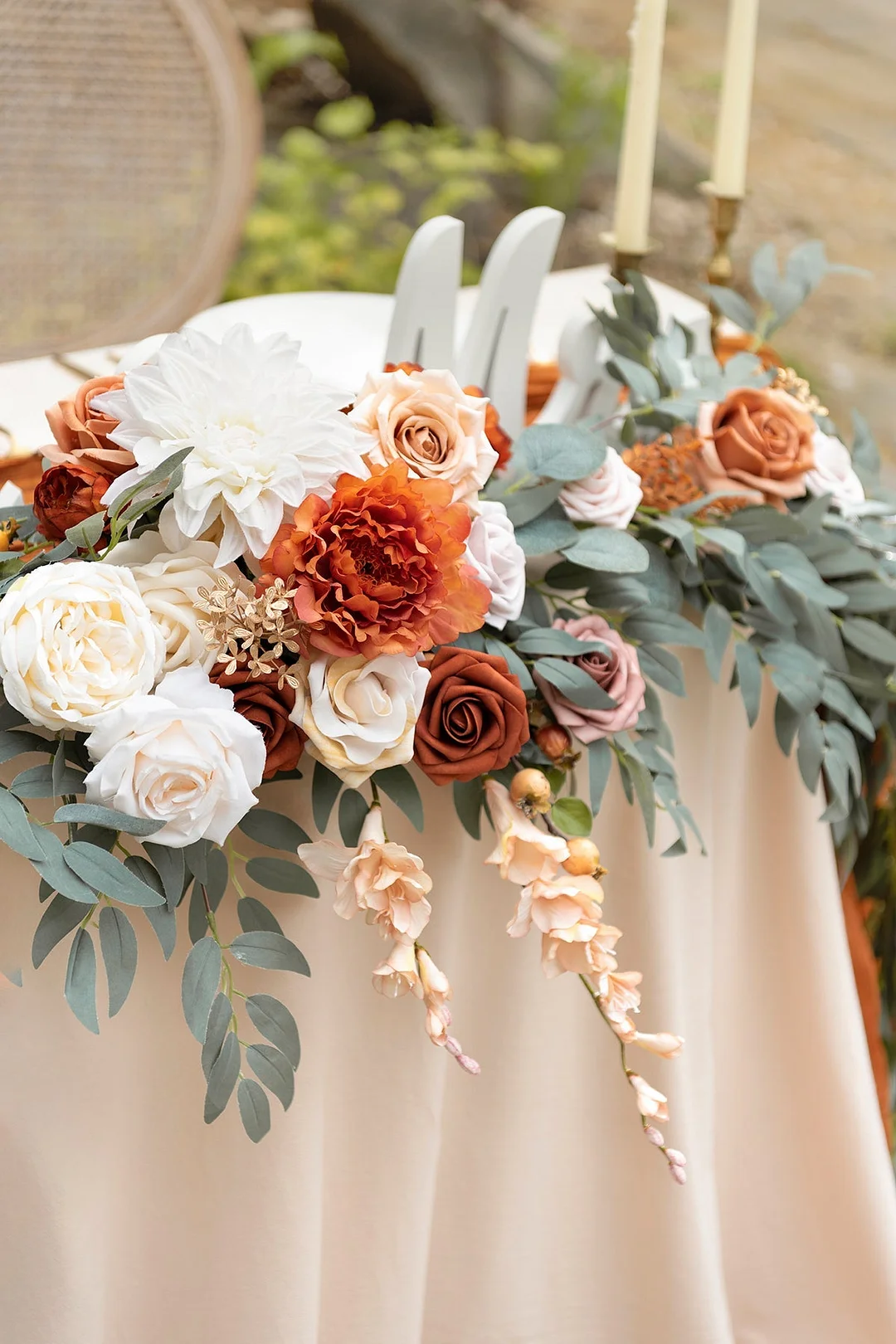 Head Table Flower Garland in Sunset Terracotta
