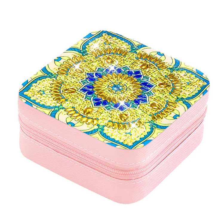 【Storage box】PU Partial Special Shaped Mandala Diamond Art Jewelry Box for Necklaces Earrings gbfke