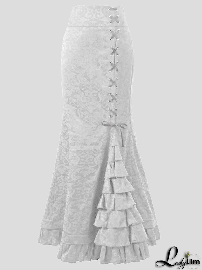 Women's Skirts Tie-Up Ruffled Fishtail Wrap-Hip Skirt