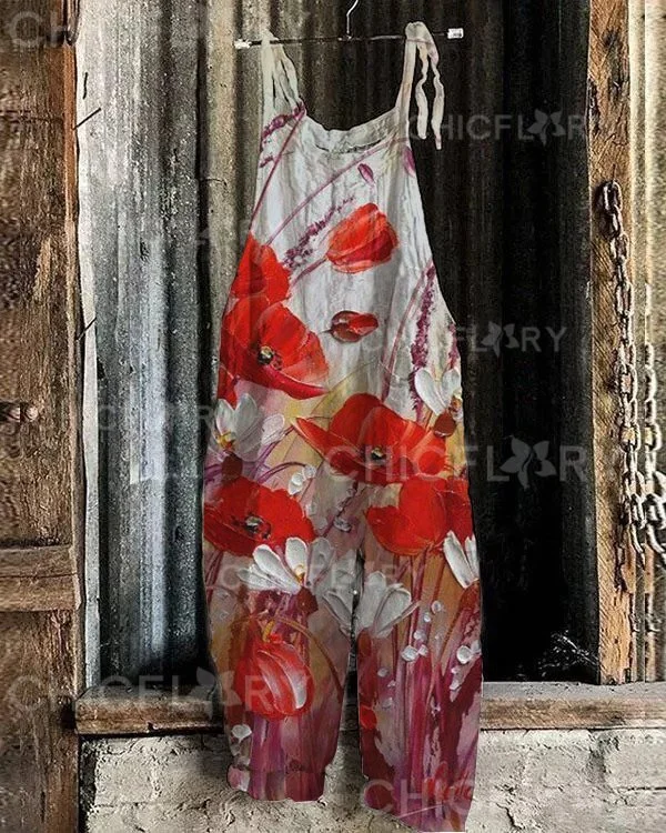 Floral Print Loose Casual Jumpsuit