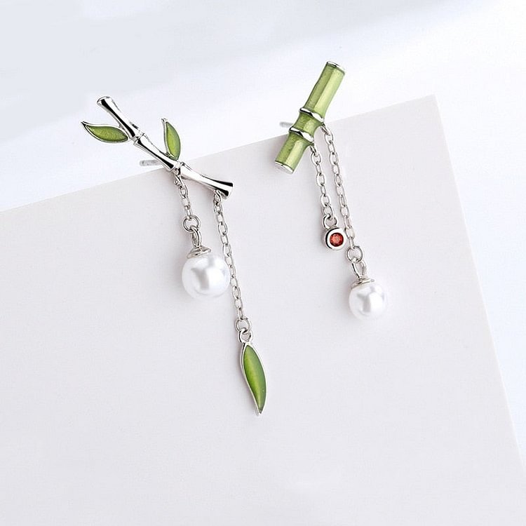 Bamboo Pearl Tassel Earrings