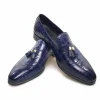 Fashion Mens Blue Tassel Leather Loafers Dress Shoes 