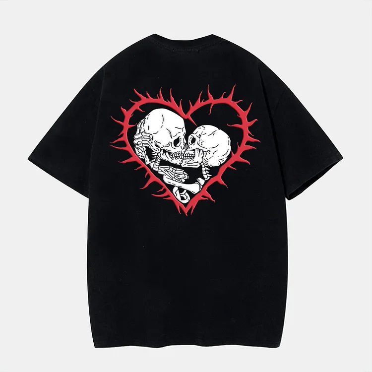 Casual Til Death Do Us Part Graphic Printed 100% Cotton Short Sleeve T-Shirt