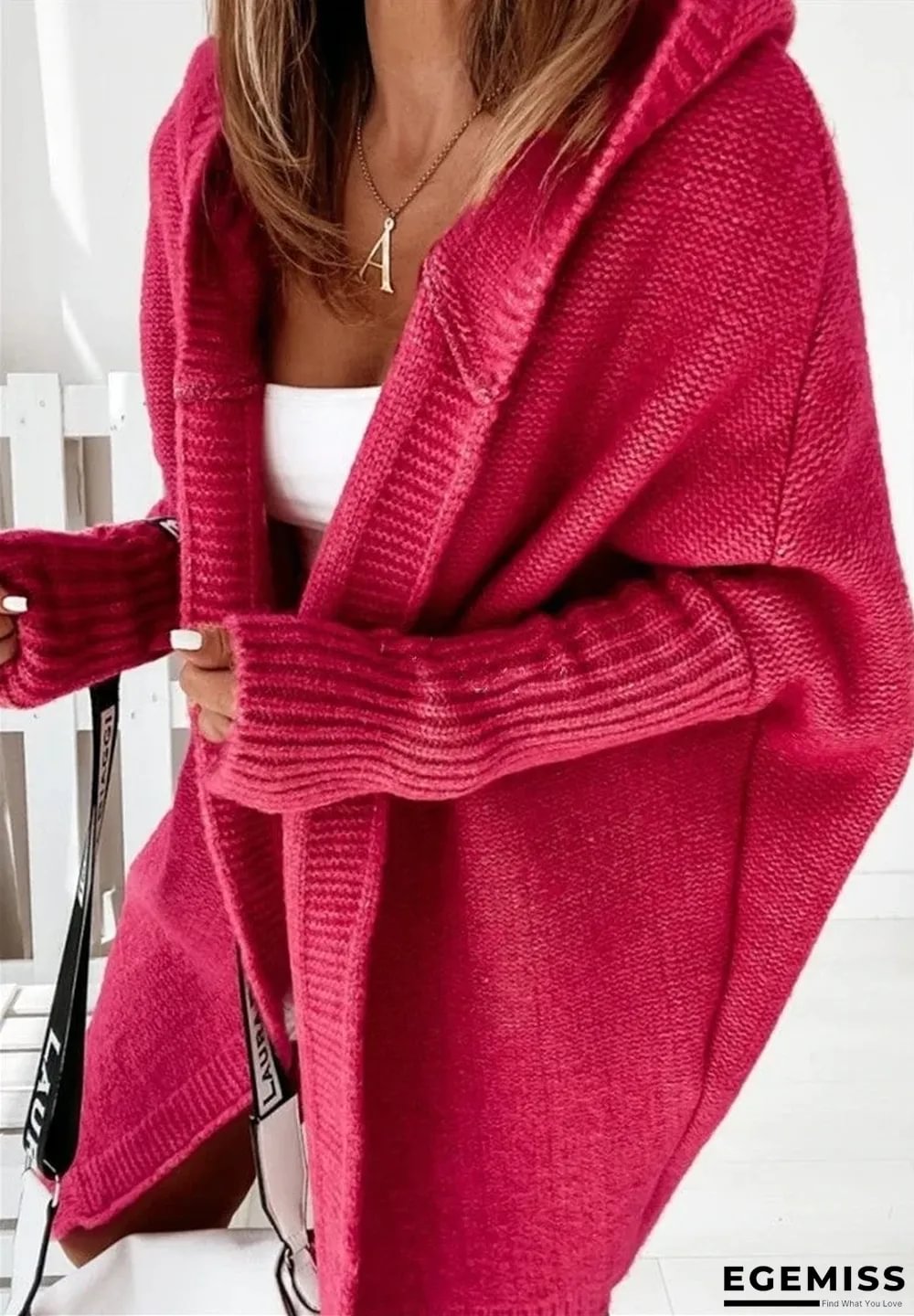 Hooded Bat-shaped Soft Loose Back Stitching Sweater | EGEMISS