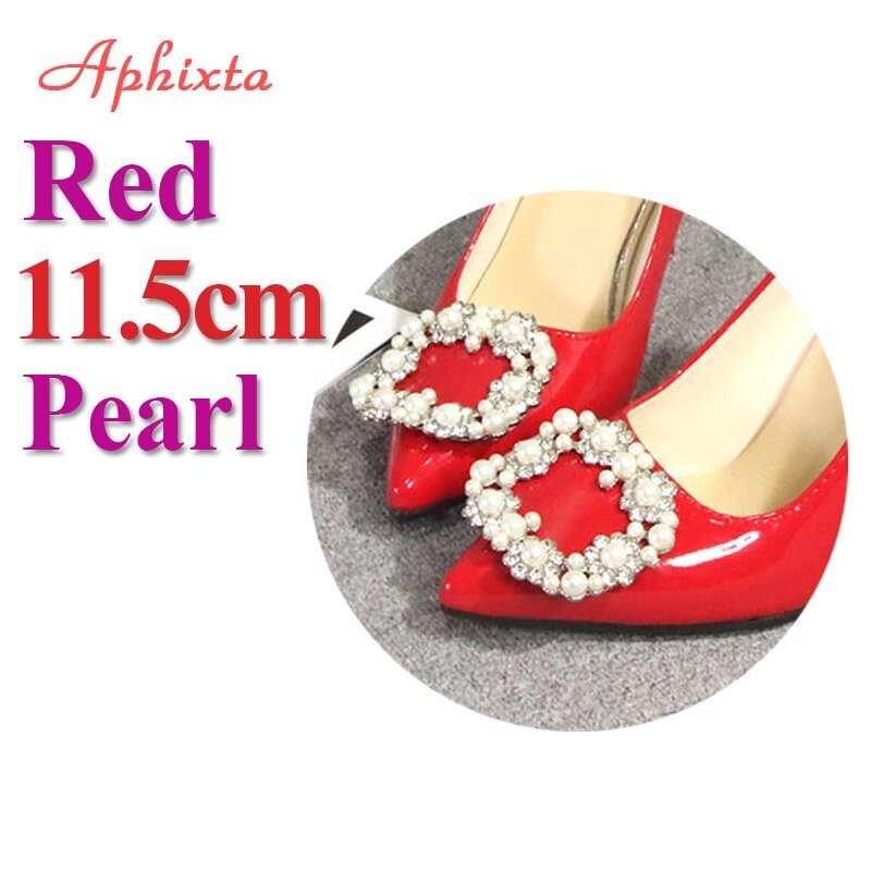 Aphixta Large Size 33-48 Shoes Woman 11.5CM Stiletto High Heels Patent Leather Pump Pearl Pointed Toe Elegant Party Office Pumps