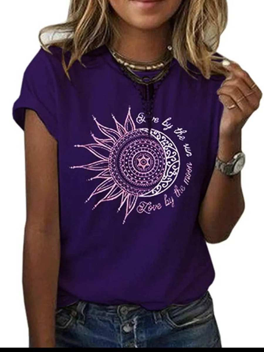 Round Neck  Short Sleeves Printed T-shirt