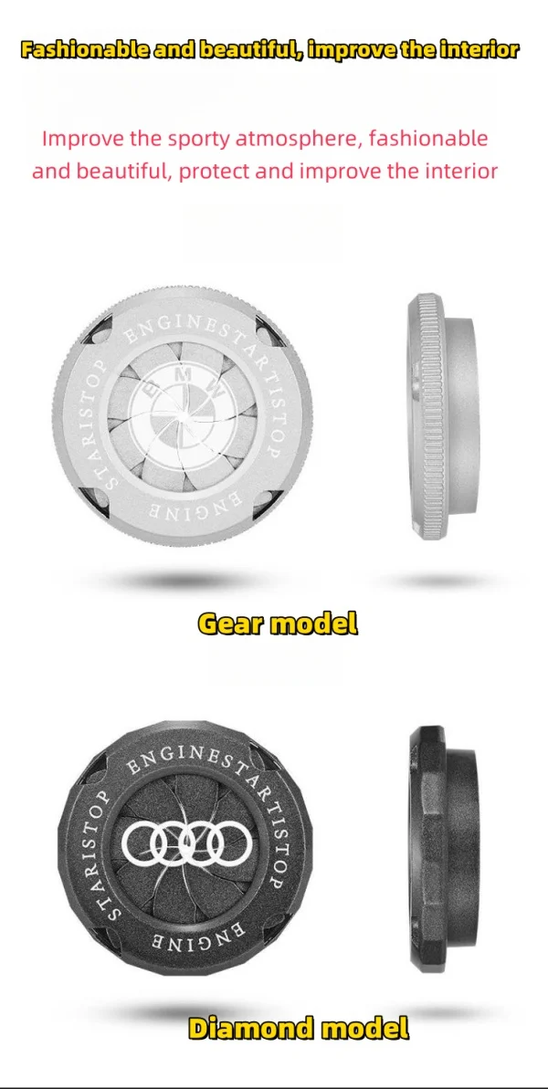 Metal Car One-touch Start Button Ignition Switch Rotating Protective Cover