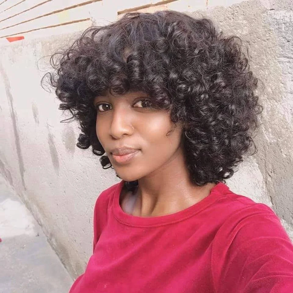 Jewtribute Hair®| Curly Bangs Deep Wave Short Bob For Black Women 