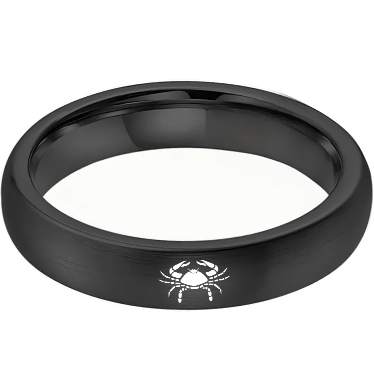 Black Cancer Couples Dome Tungsten Carbide Rings Prints Laser Design Domed Tungsten Wedding Bands 4MM 6MM 8MM