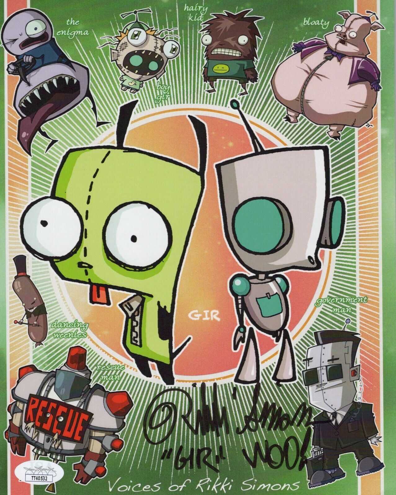 RIKKI SIMMONS Signed 8x10 INVADER ZIM Photo Poster painting Authentic Autograph JSA COA Cert