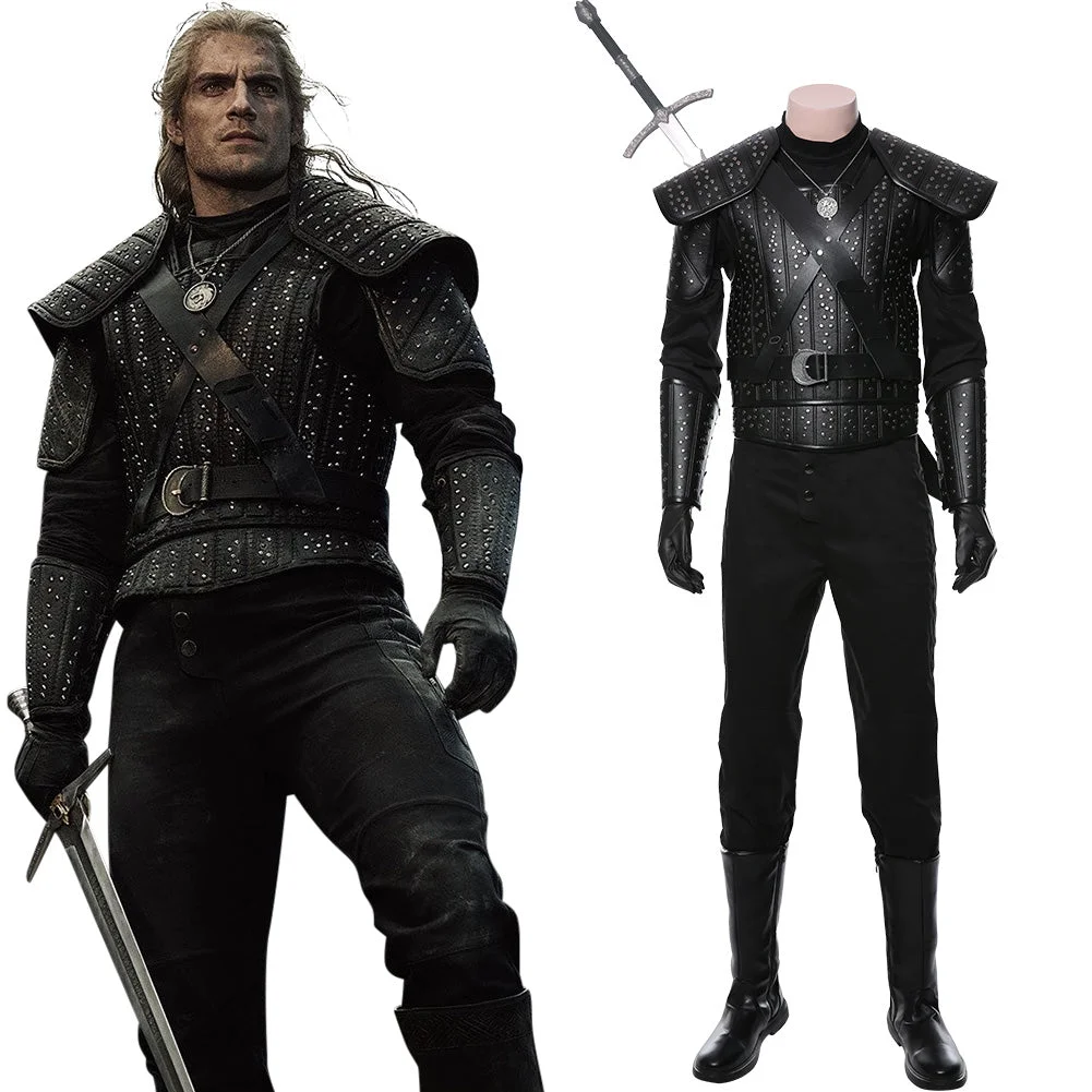 The Witcher Cavill Geralt of Rivia Suit Movie Cosplay Costume Halloween Carnival Suit