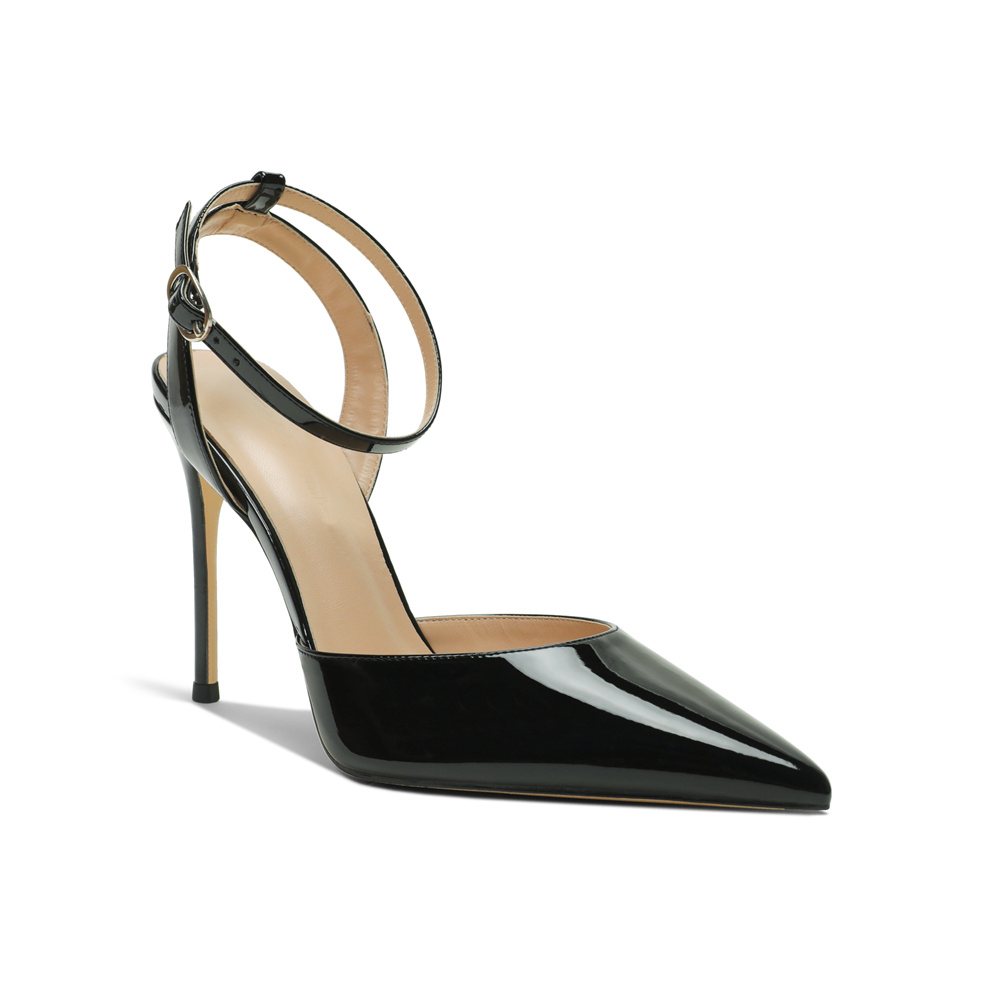 100mm Women's Slingback Ankle Buckle Pointed Toe Wedding High Heels-MERUMOTE