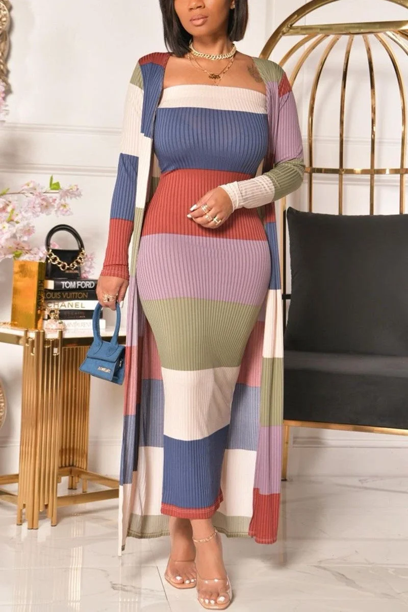 Fashion Casual Patchwork Basic Long Sleeve Two Pieces