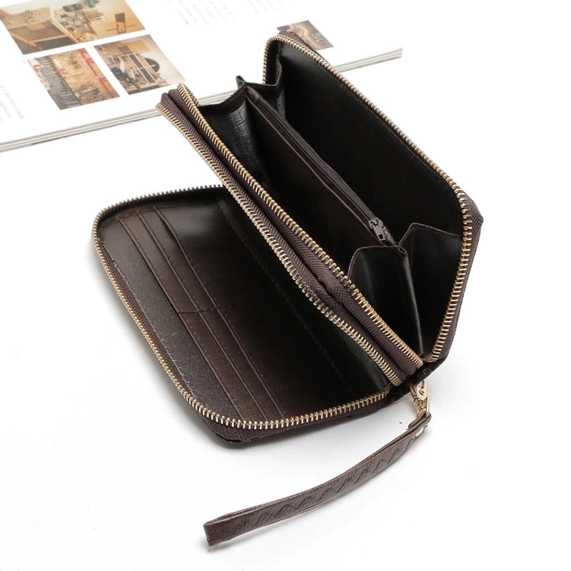 Fashion Stone Pattern Long Double Zipper Wallet