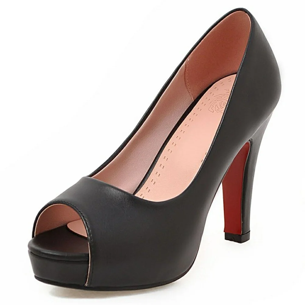 Qengg 2020 Spring Autumn Elegant Solid Pumps Women Big Size 32-43 Shallow slip-on Platform High Heels Ol Shoes Woman