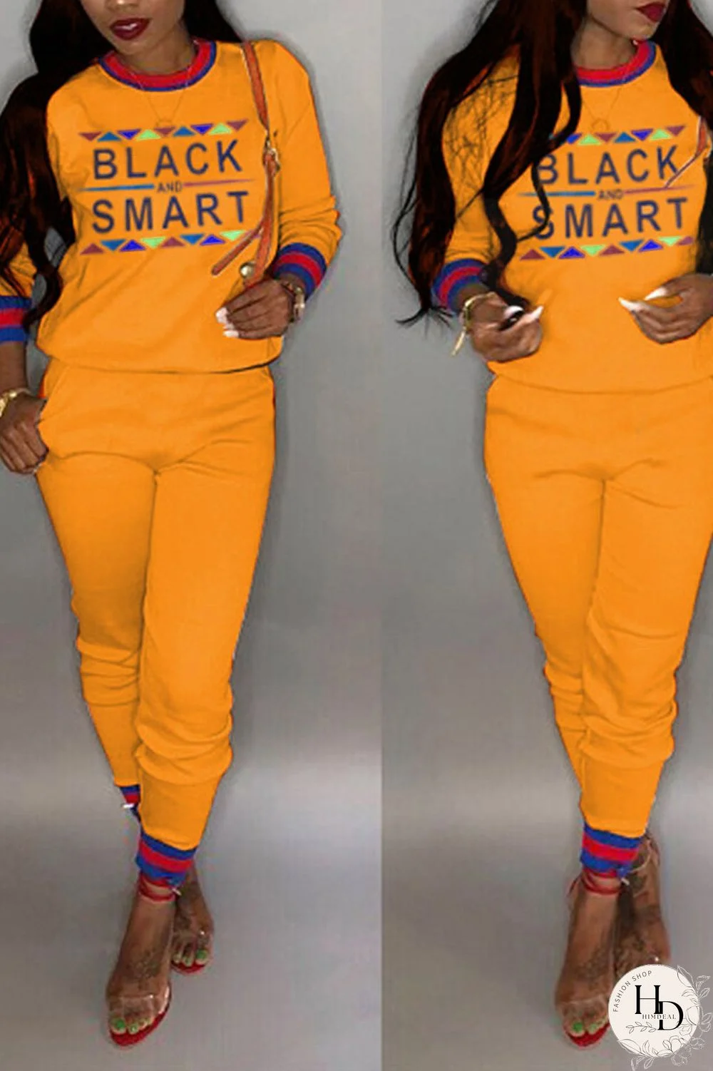 Tibetan Blue Casual Print Split Joint O Neck Long Sleeve Two Pieces